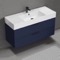 Blue Bathroom Vanity, Floating, 48